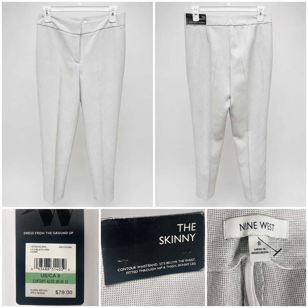 Nine West The Skinny Pleated Gray Dress Pants